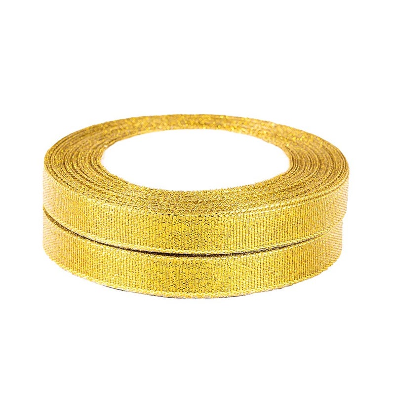 Molshine 50yard(2rolls) Golden Organza Ribbons Shimmer Sheer Thin Glitter Ribbon for DIY,Crafts,Gift Wrapping,Christmas Decorative Width: 13mm(1/2inch) - Image 2
